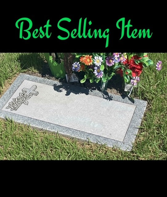 2'x1'x4" Flush Grey Granite Headstone