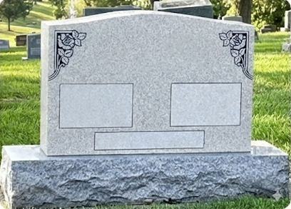 Grey Granite 2-Grave Monument 4' Base