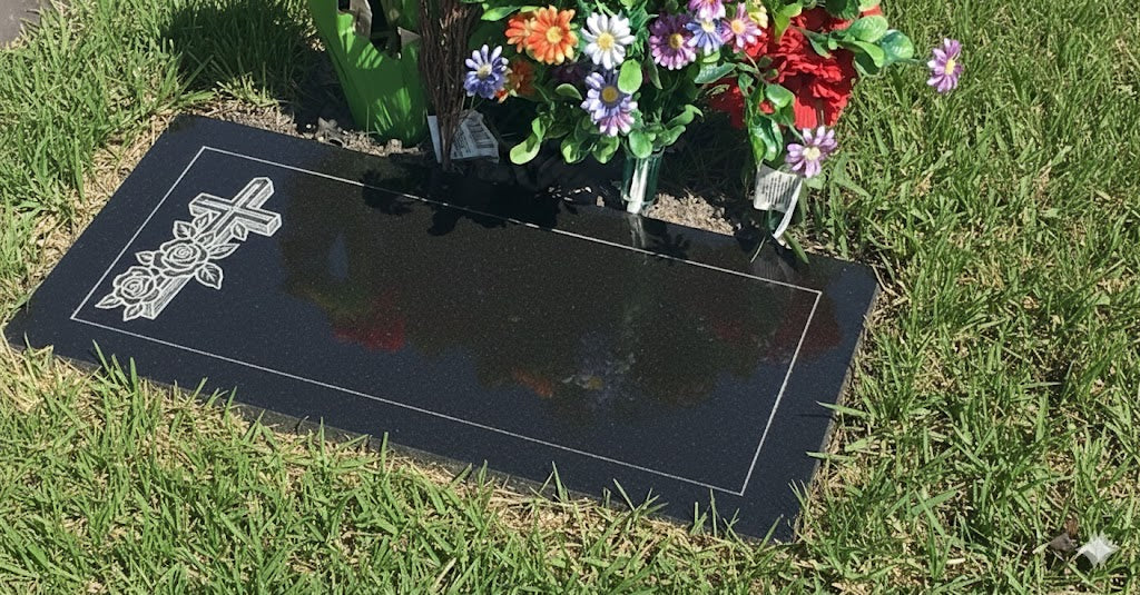 2'x1'x4" Flush Black Granite Headstone.
