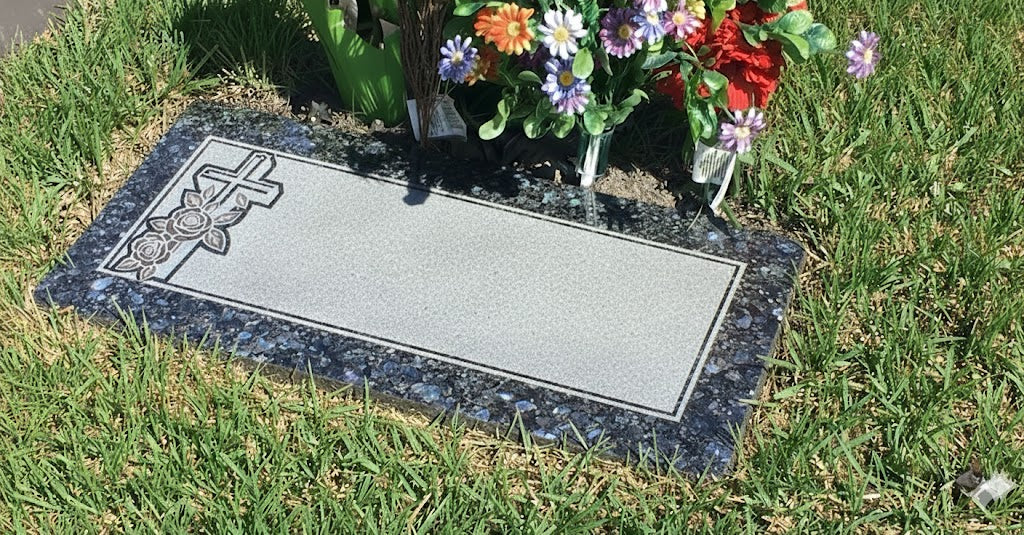 2'x1'x4" Flush Blue Pearl Granite Headstone for the Catholic Archdiocese Cemeteries of Chicago