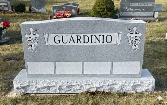 Grey Granite 4-Grave Monument  6' Base