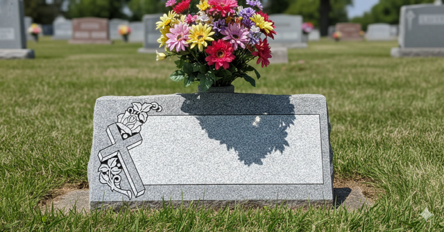 2'x10"x1'4" Grey Granite Slant Memorial